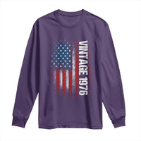 1976 Distressed American Flag Long Sleeve Shirt Patriotic 50th Birthday Graphic