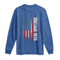 1976 Distressed American Flag Long Sleeve Shirt Patriotic 50th Birthday Graphic