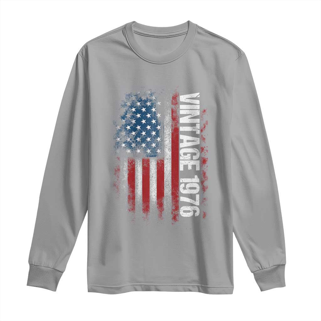 1976 Distressed American Flag Long Sleeve Shirt Patriotic 50th Birthday Graphic