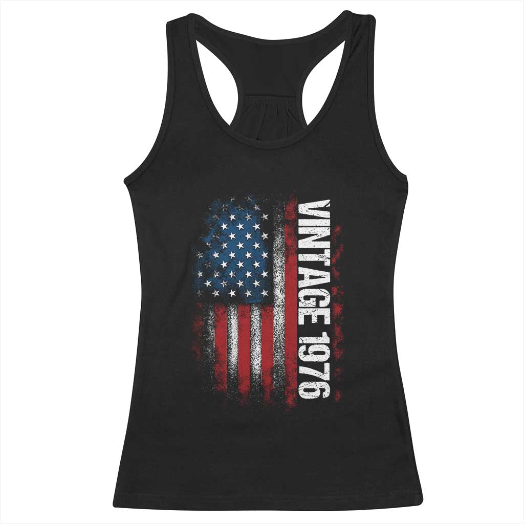 1976 Distressed American Flag Racerback Tank Top Patriotic 50th Birthday Graphic
