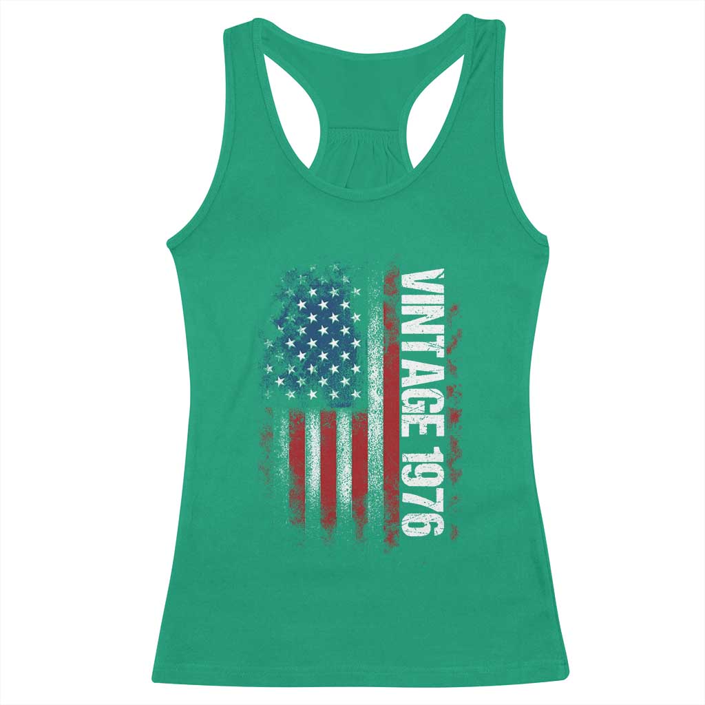 1976 Distressed American Flag Racerback Tank Top Patriotic 50th Birthday Graphic