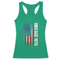 1976 Distressed American Flag Racerback Tank Top Patriotic 50th Birthday Graphic