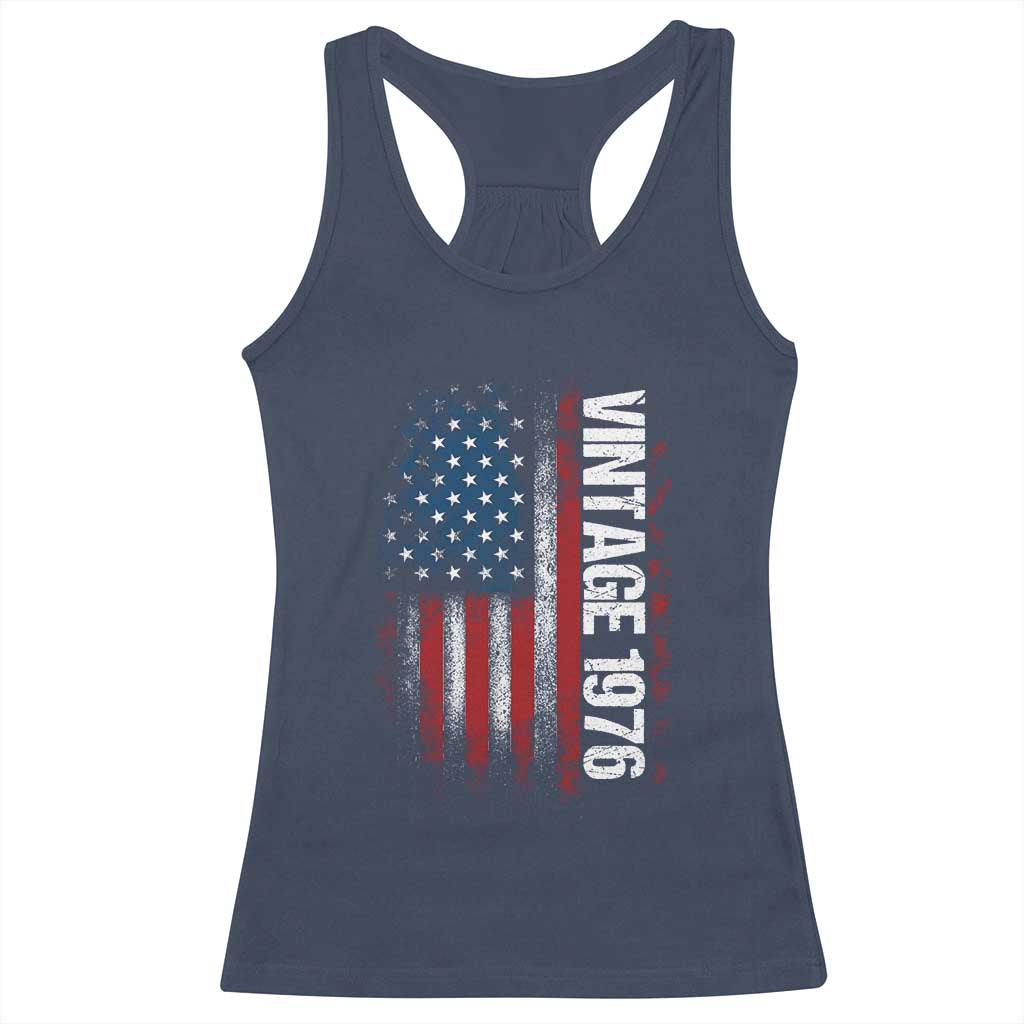 1976 Distressed American Flag Racerback Tank Top Patriotic 50th Birthday Graphic
