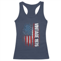 1976 Distressed American Flag Racerback Tank Top Patriotic 50th Birthday Graphic