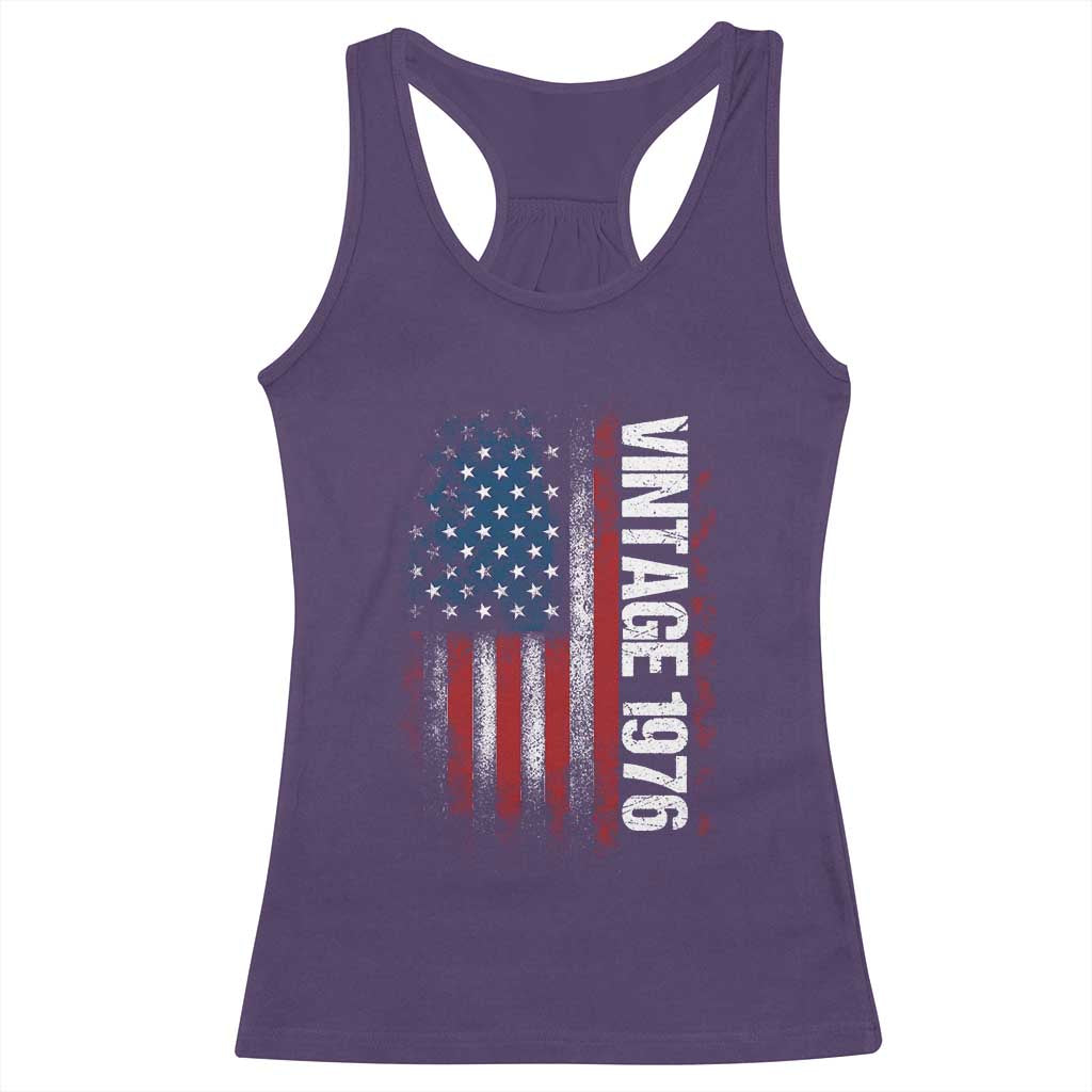 1976 Distressed American Flag Racerback Tank Top Patriotic 50th Birthday Graphic