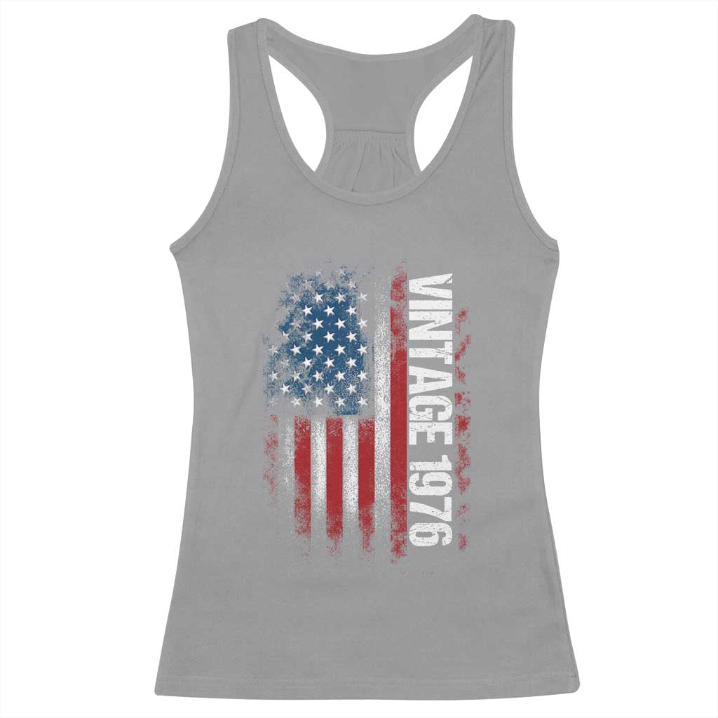 1976 Distressed American Flag Racerback Tank Top Patriotic 50th Birthday Graphic