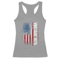 1976 Distressed American Flag Racerback Tank Top Patriotic 50th Birthday Graphic
