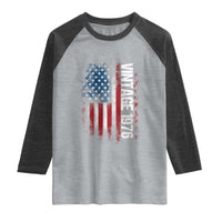1976 Distressed American Flag Raglan Shirt Patriotic 50th Birthday Graphic