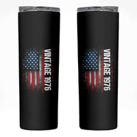 1976 Distressed American Flag Skinny Tumbler Patriotic 50th Birthday Graphic