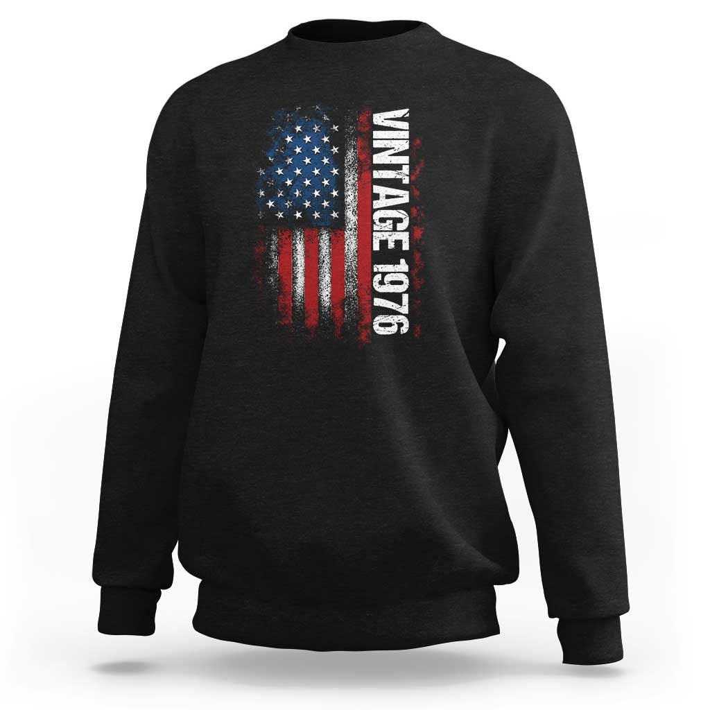 1976 Distressed American Flag Sweatshirt Patriotic 50th Birthday Graphic