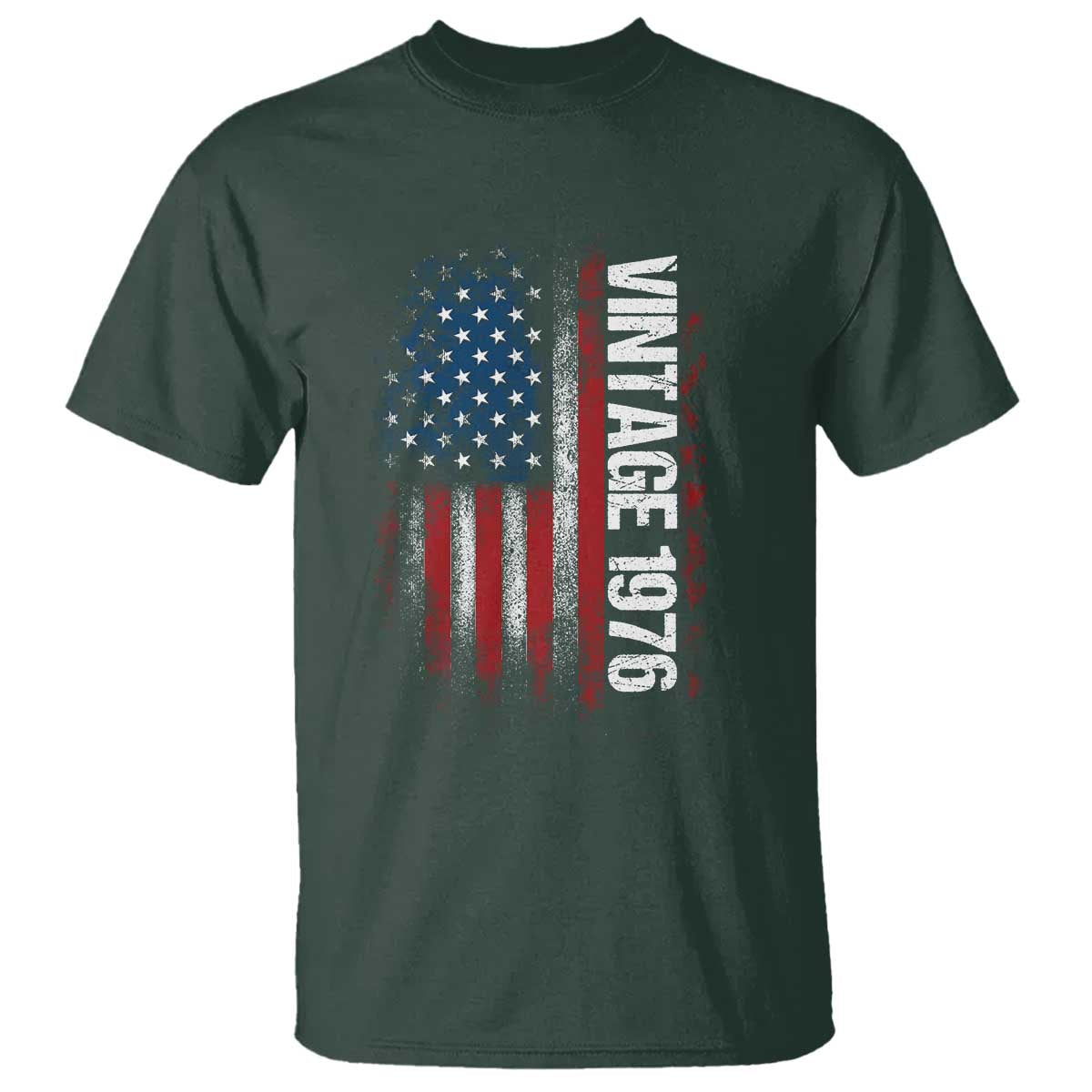 1976 Distressed American Flag T Shirt Patriotic 50th Birthday Graphic