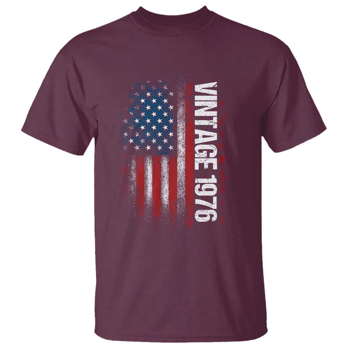 1976 Distressed American Flag T Shirt Patriotic 50th Birthday Graphic