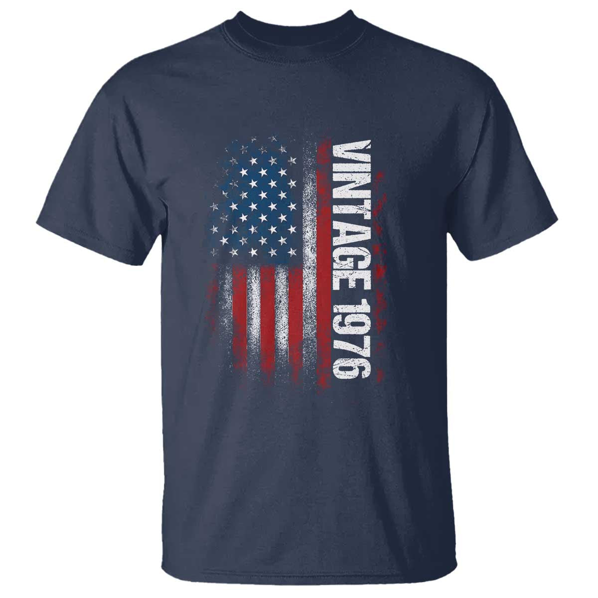 1976 Distressed American Flag T Shirt Patriotic 50th Birthday Graphic