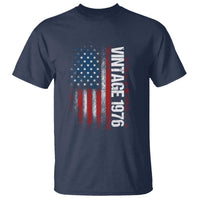 1976 Distressed American Flag T Shirt Patriotic 50th Birthday Graphic