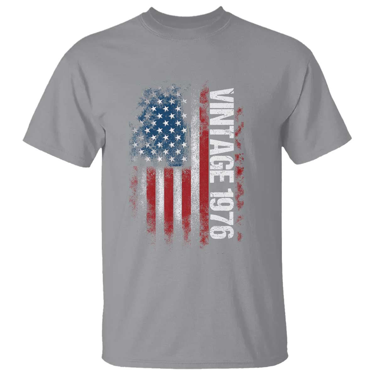 1976 Distressed American Flag T Shirt Patriotic 50th Birthday Graphic
