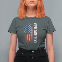 1976 Distressed American Flag T Shirt For Women Patriotic 50th Birthday Graphic