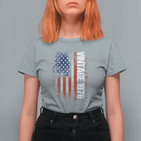 1976 Distressed American Flag T Shirt For Women Patriotic 50th Birthday Graphic
