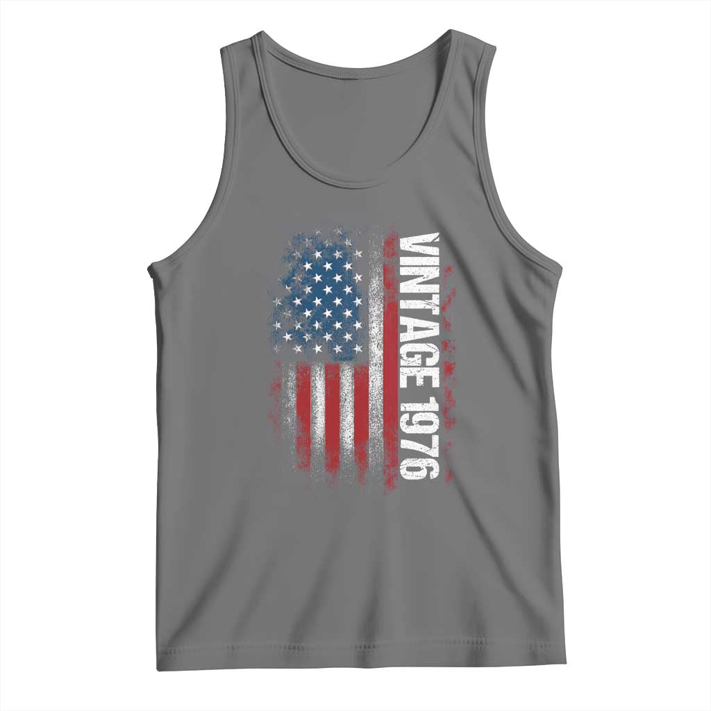 1976 Distressed American Flag Tank Top Patriotic 50th Birthday Graphic