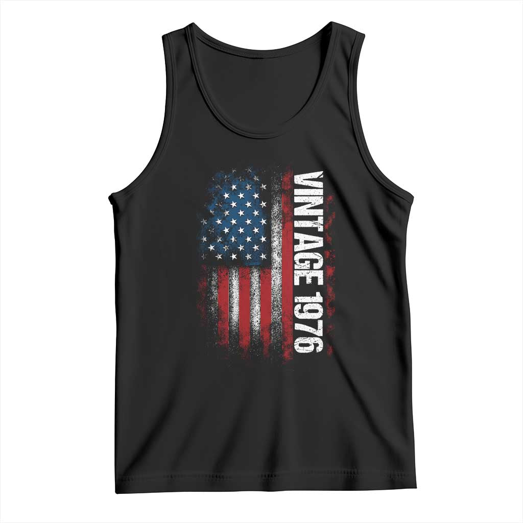 1976 Distressed American Flag Tank Top Patriotic 50th Birthday Graphic