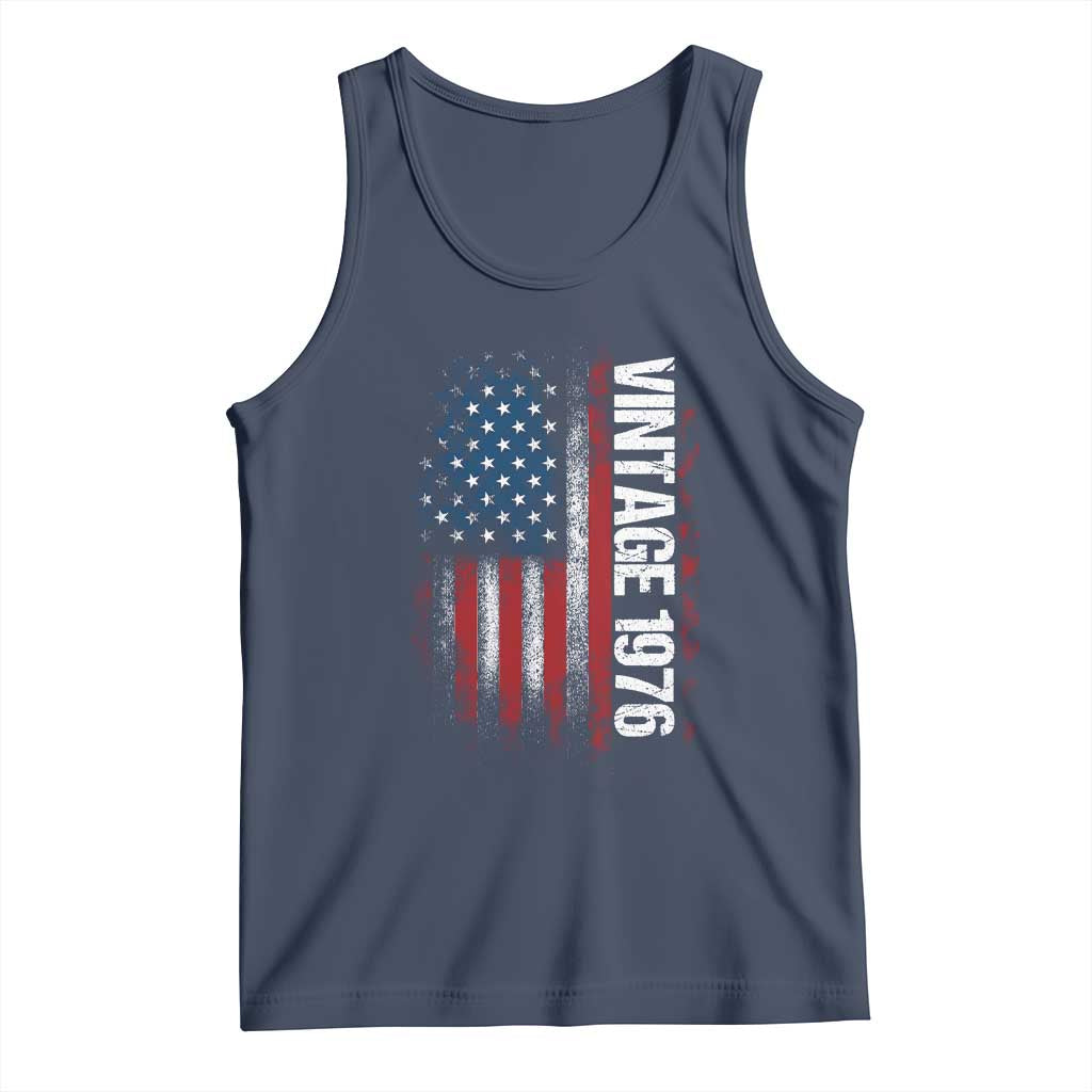 1976 Distressed American Flag Tank Top Patriotic 50th Birthday Graphic