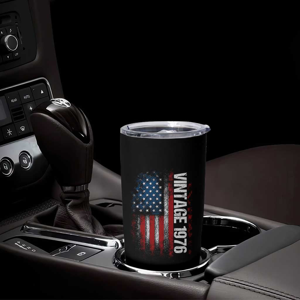 1976 Distressed American Flag Tumbler Cup Patriotic 50th Birthday Graphic