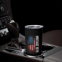 1976 Distressed American Flag Tumbler Cup Patriotic 50th Birthday Graphic