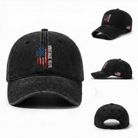 1976 Distressed American Flag Washed Cotton Baseball Cap Patriotic 50th Birthday Graphic