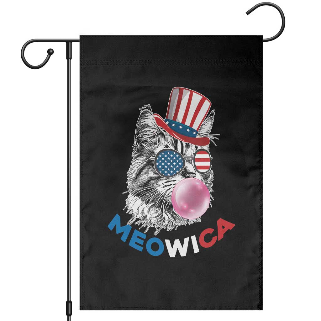 Cute American Patriotic Cat Garden Flag Meowica Bubblegum 4th of July For Pet Lover