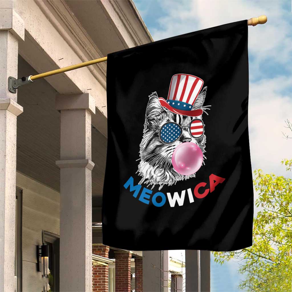 Cute American Patriotic Cat Garden Flag Meowica Bubblegum 4th of July For Pet Lover
