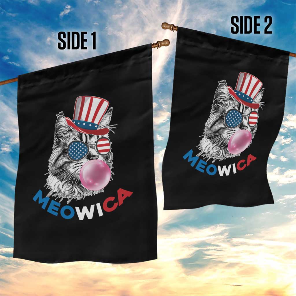 Cute American Patriotic Cat Garden Flag Meowica Bubblegum 4th of July For Pet Lover