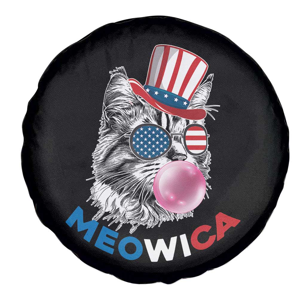 Cute American Patriotic Cat Spare Tire Cover Meowica Bubblegum 4th of July For Pet Lover