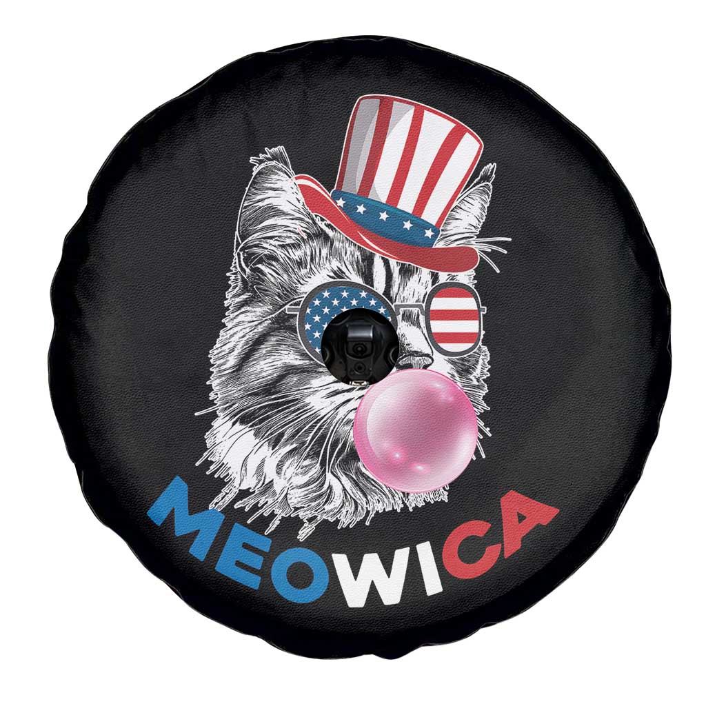 Cute American Patriotic Cat Spare Tire Cover Meowica Bubblegum 4th of July For Pet Lover