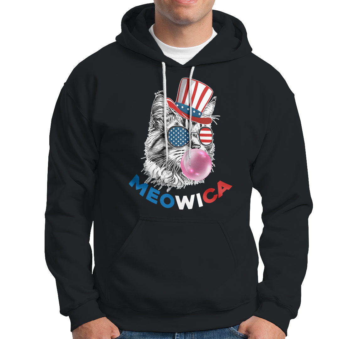 American Cat Hoodie Patriotic Cat Meowica Bubblegum 4th of July Funny Cat Lover - Wonder Print Shop