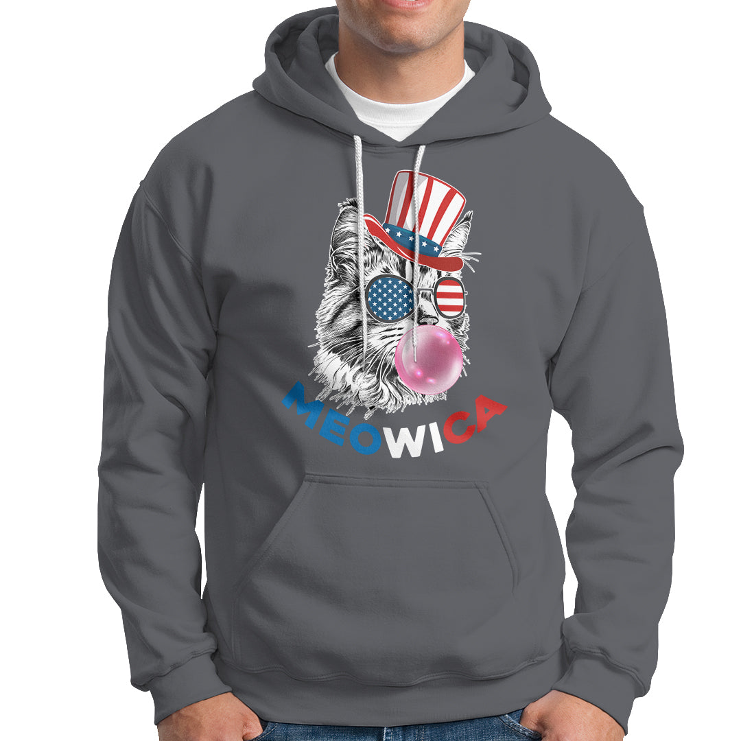 American Cat Hoodie Patriotic Cat Meowica Bubblegum 4th of July Funny Cat Lover - Wonder Print Shop