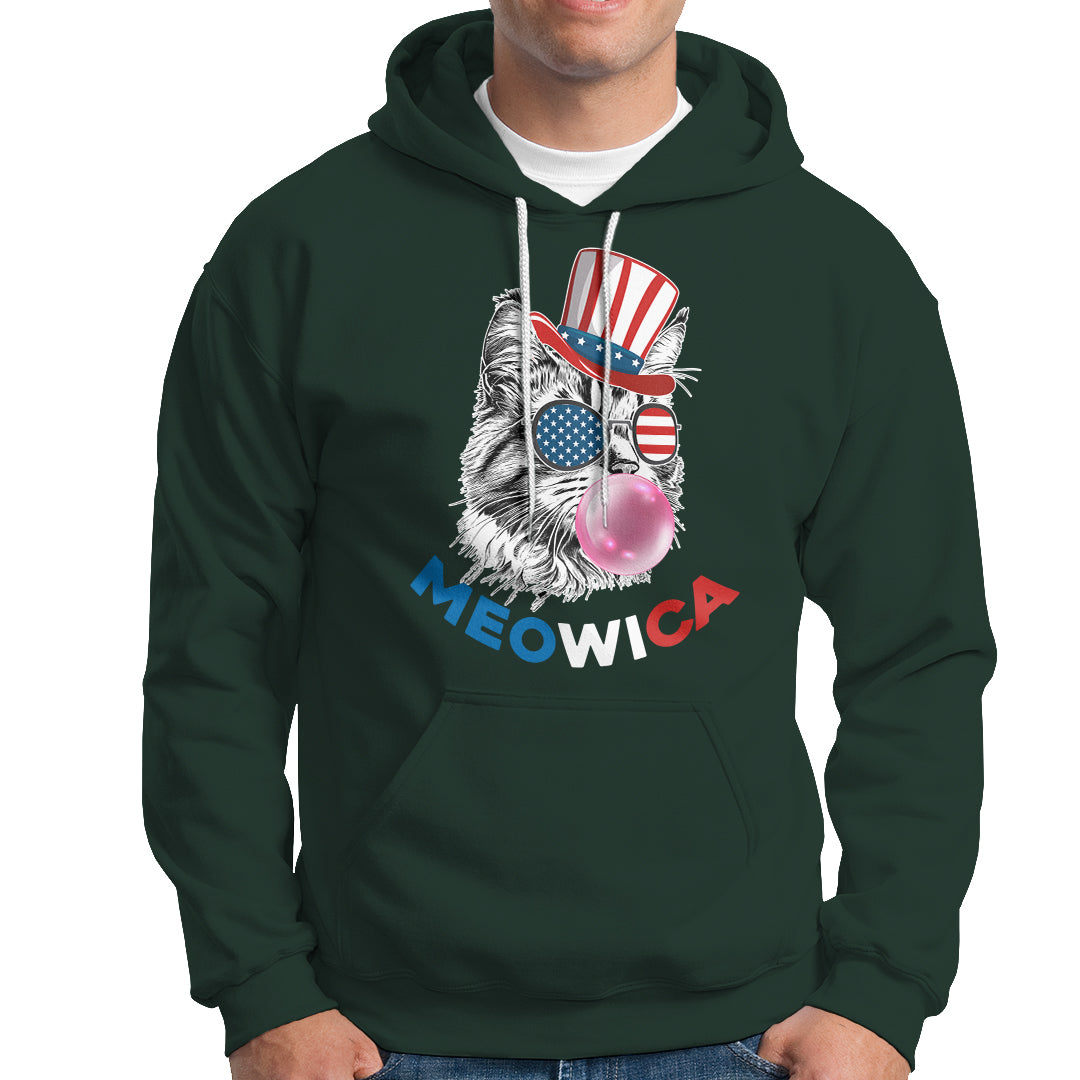 American Cat Hoodie Patriotic Cat Meowica Bubblegum 4th of July Funny Cat Lover - Wonder Print Shop