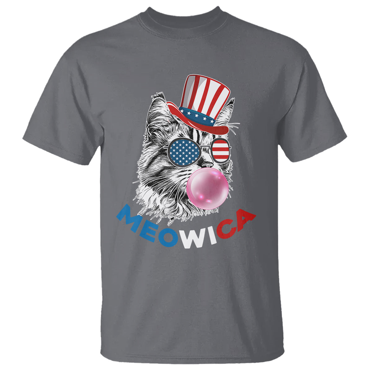 American Cat T Shirt Patriotic Cat Meowica Bubblegum 4th of July Funny Cat Lover - Wonder Print Shop
