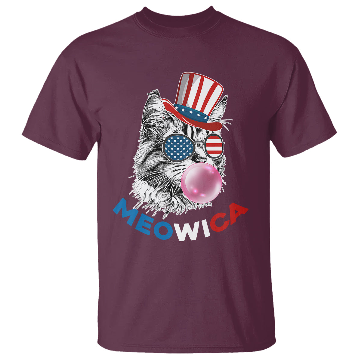 American Cat T Shirt Patriotic Cat Meowica Bubblegum 4th of July Funny Cat Lover - Wonder Print Shop