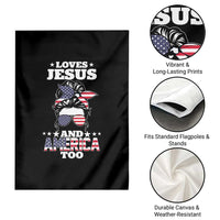 Loves Jesus and America Too Garden Flag Christian Messy Bun 4th of July