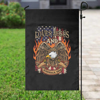 Loves Jesus and America Too Garden Flag Christian Eagle 4th of July
