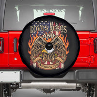 Loves Jesus and America Too Spare Tire Cover Christian Eagle 4th of July