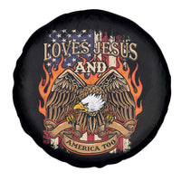 Loves Jesus and America Too Spare Tire Cover Christian Eagle 4th of July