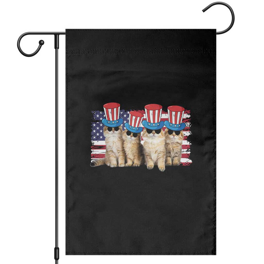 Cool American Patrotic Cats Garden Flag Funny 4th of July US Flag Pet Lover