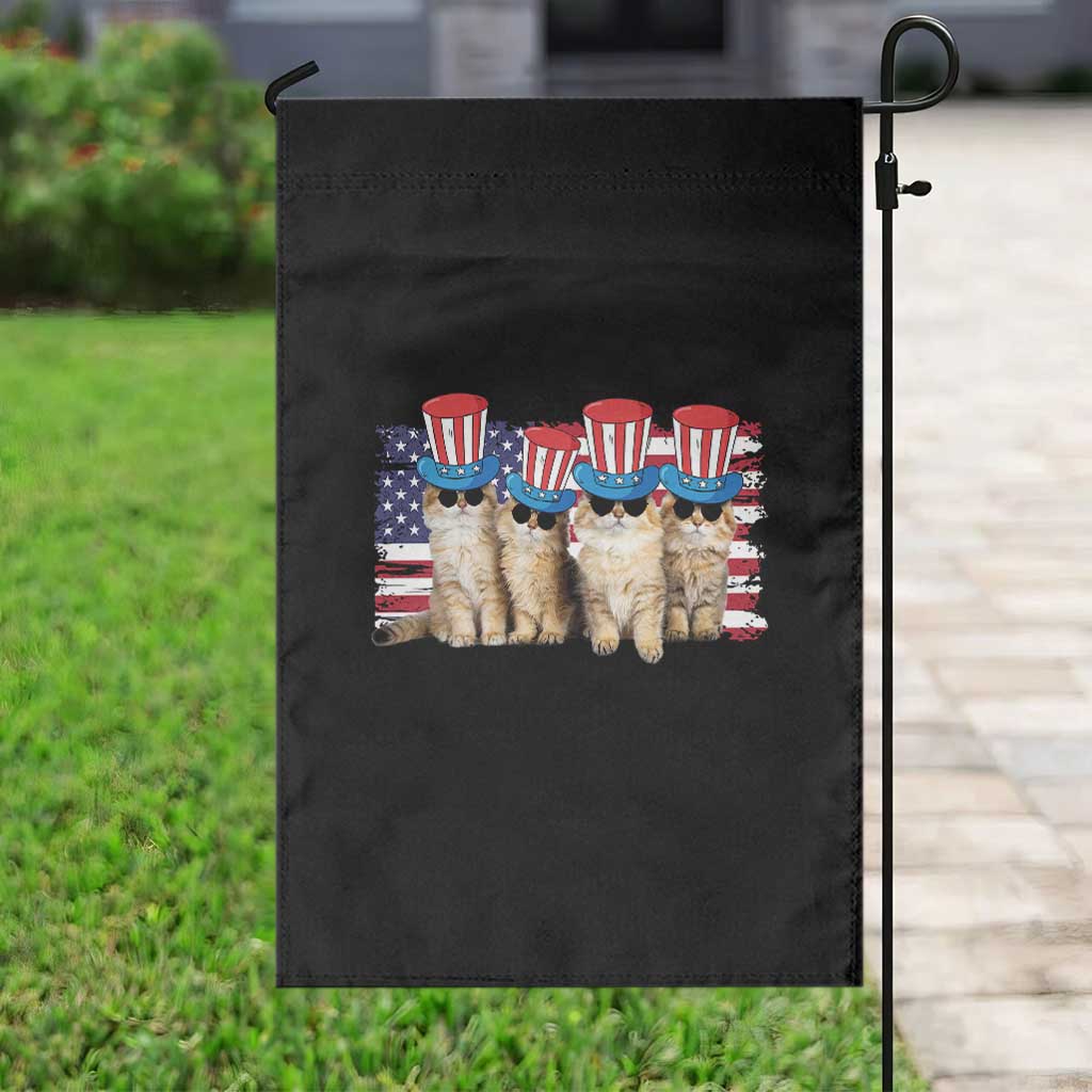 Cool American Patrotic Cats Garden Flag Funny 4th of July US Flag Pet Lover