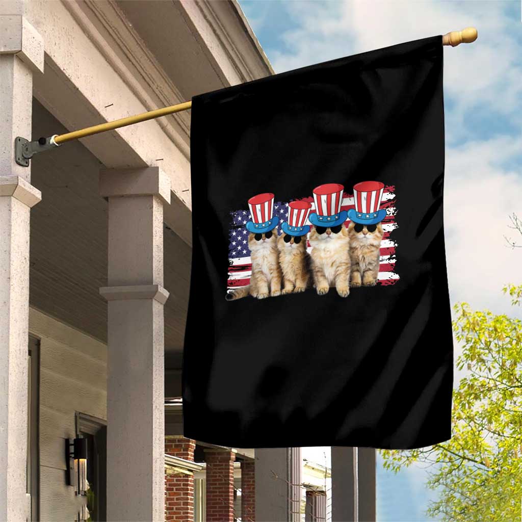 Cool American Patrotic Cats Garden Flag Funny 4th of July US Flag Pet Lover