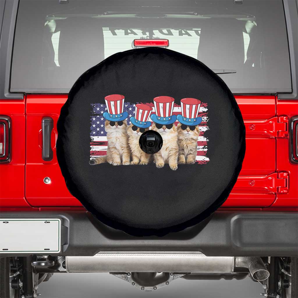 Cool American Patrotic Cats Spare Tire Cover Funny 4th of July US Flag Pet Lover