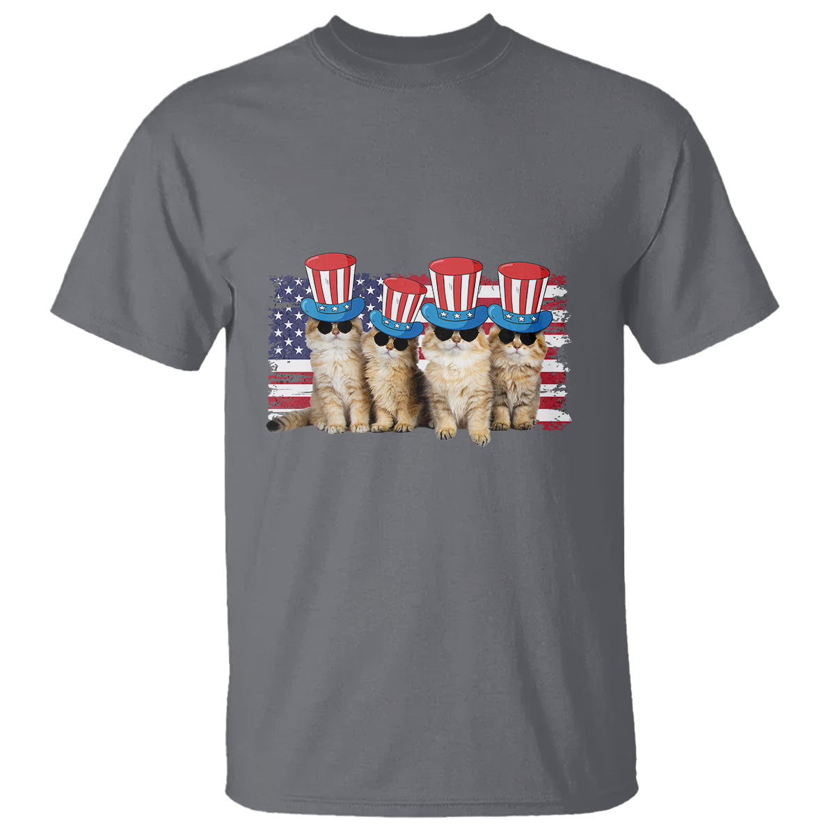 American Cat T Shirt Funny USA Patriotic Cat Happy 4th July Gifts for Cat Lovers - Wonder Print Shop
