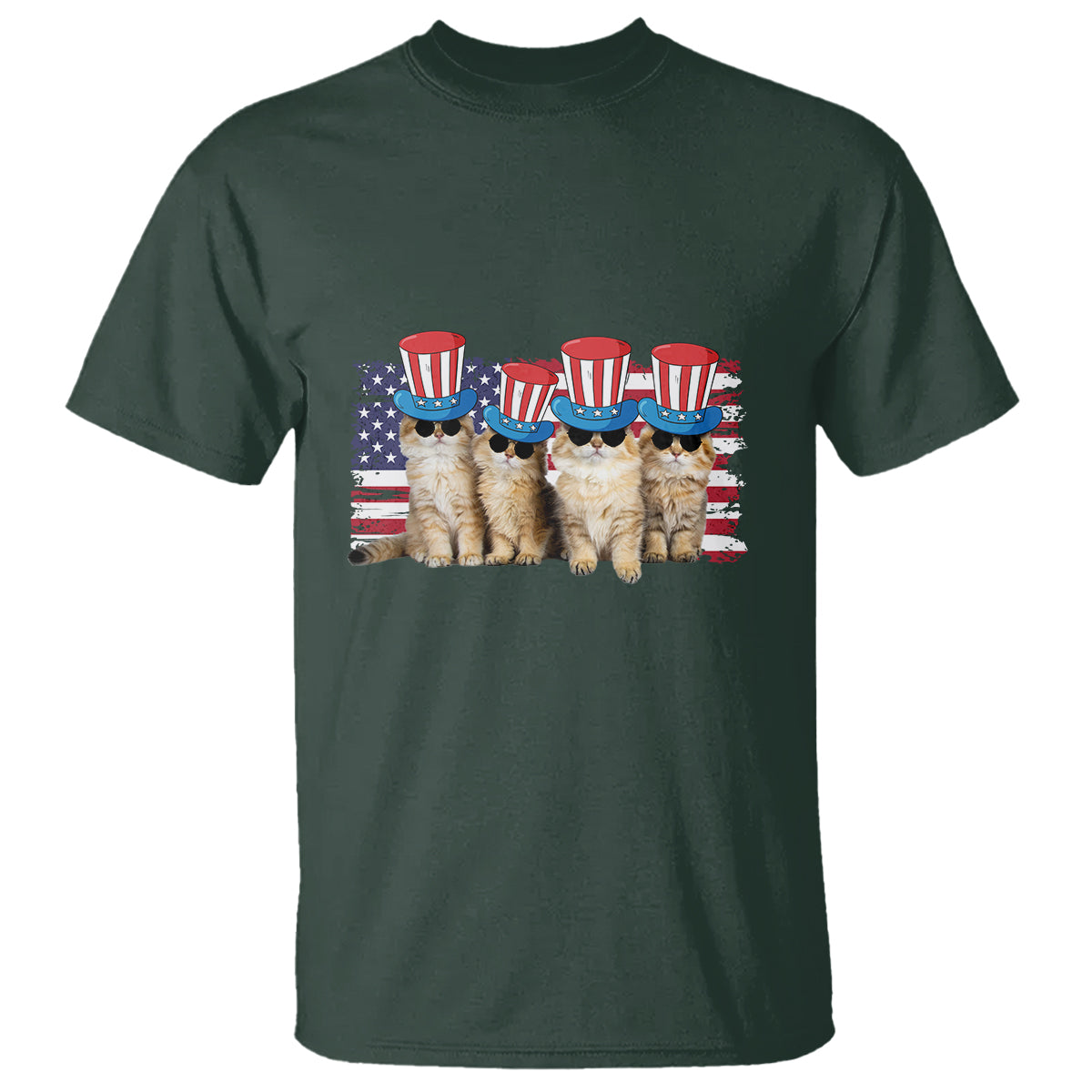 American Cat T Shirt Funny USA Patriotic Cat Happy 4th July Gifts for Cat Lovers - Wonder Print Shop