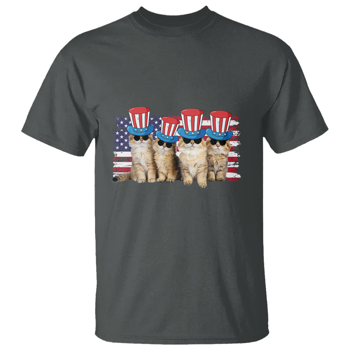 American Cat T Shirt Funny USA Patriotic Cat Happy 4th July Gifts for Cat Lovers - Wonder Print Shop