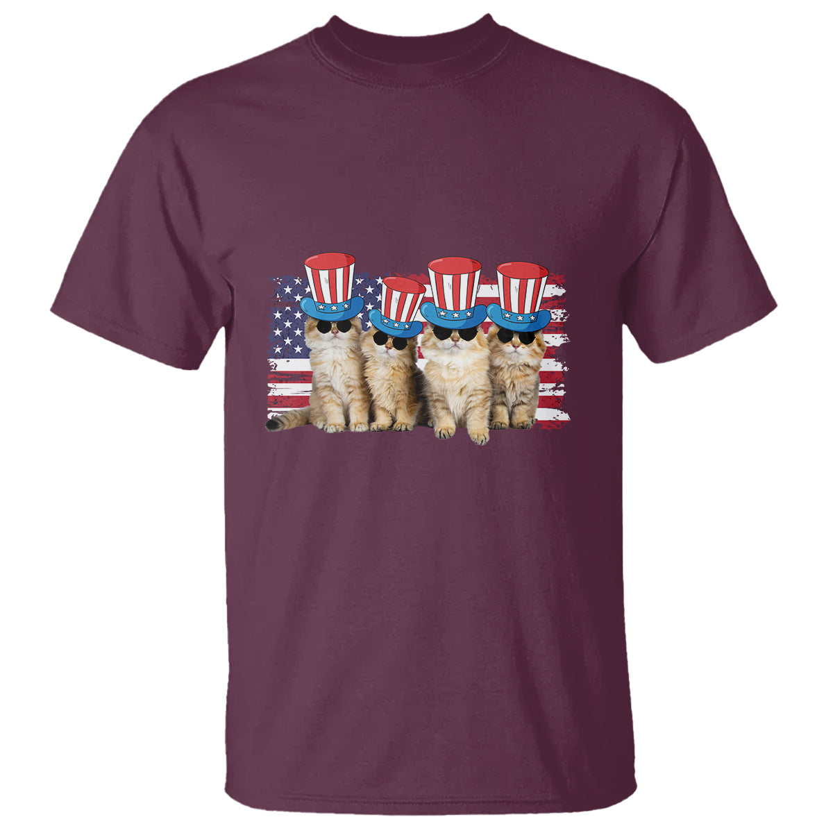 American Cat T Shirt Funny USA Patriotic Cat Happy 4th July Gifts for Cat Lovers - Wonder Print Shop
