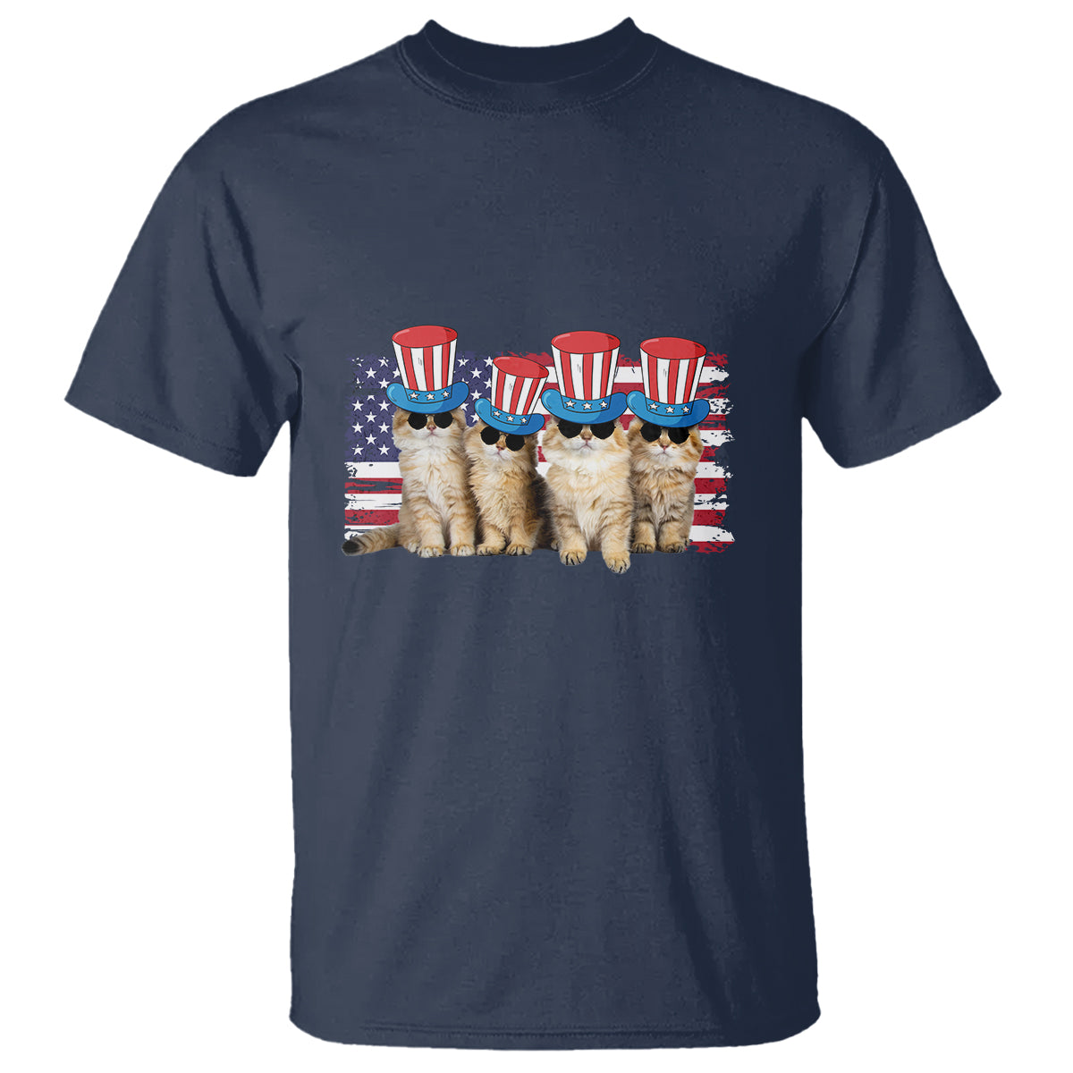 American Cat T Shirt Funny USA Patriotic Cat Happy 4th July Gifts for Cat Lovers - Wonder Print Shop